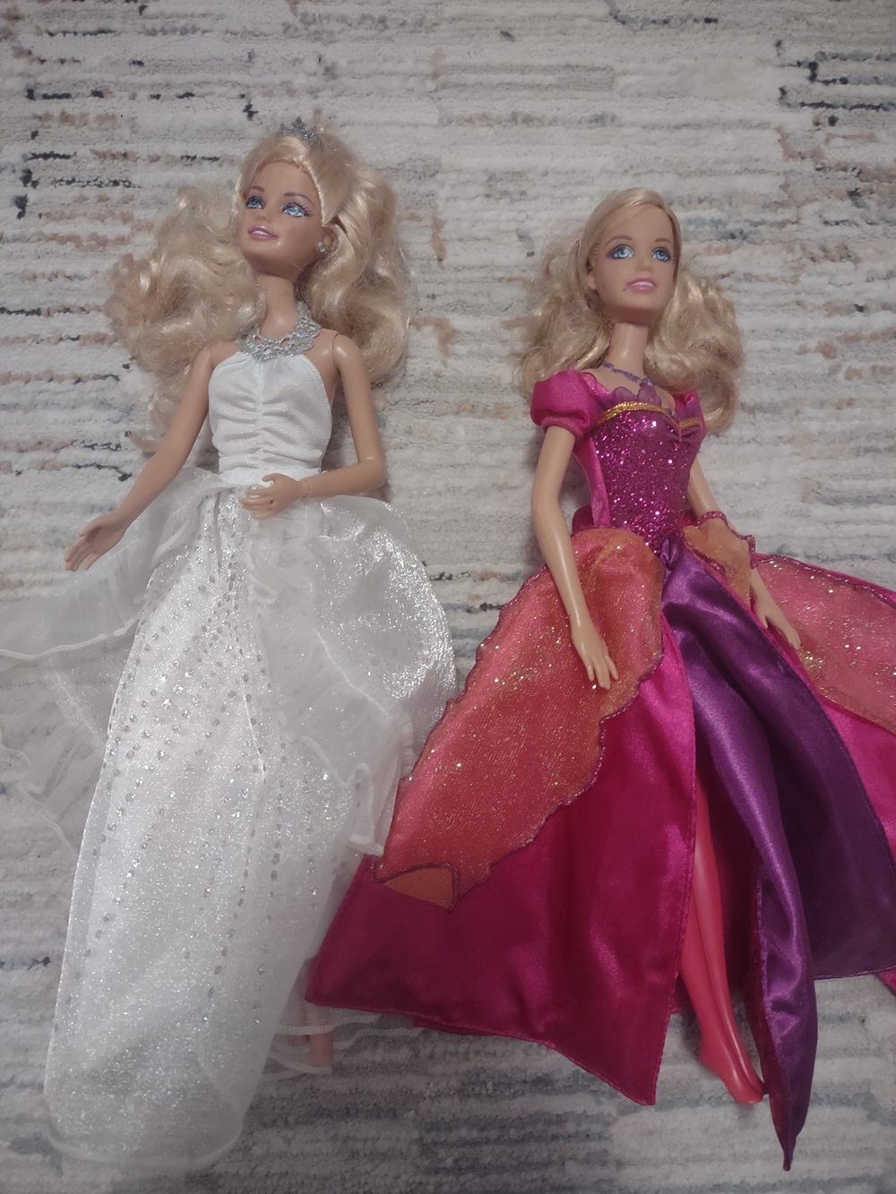 Barbie White & Hot Pink Purple Glitter Princess Dolls